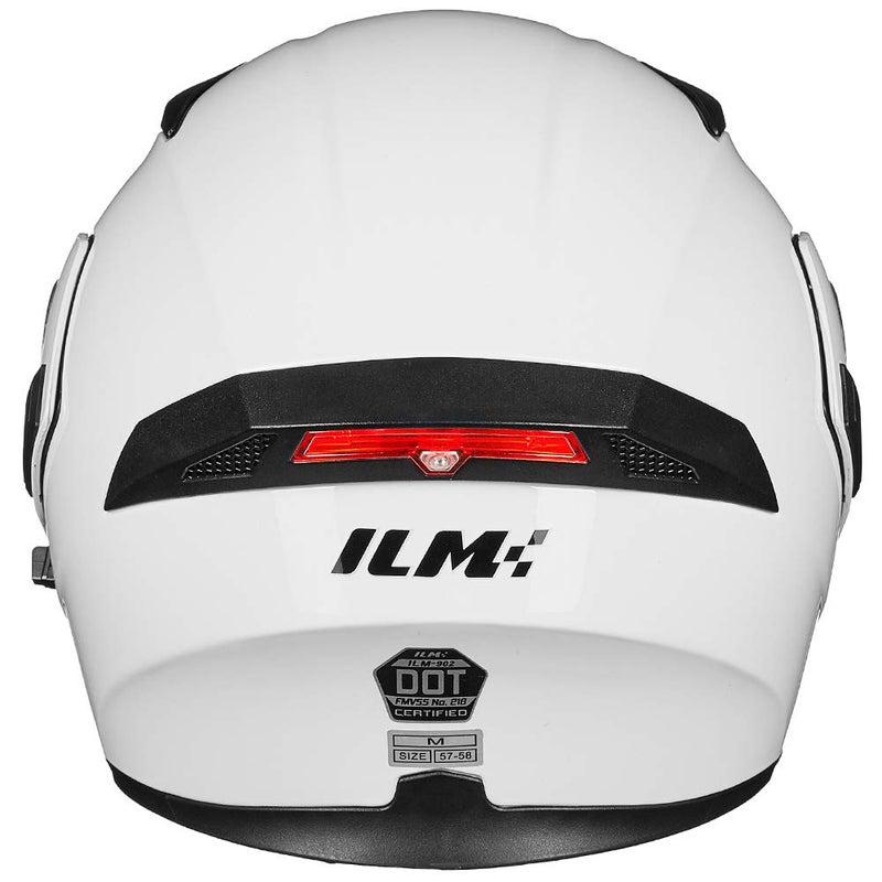 ILM Motorcycle Dual Visor Flip up Modular Full Face Helmet DOT LED Light Model 902L (M, White - LED) - Image 5
